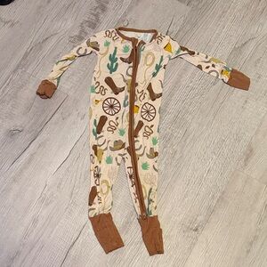 Little Sleepies Cream and Brown Western One Piece